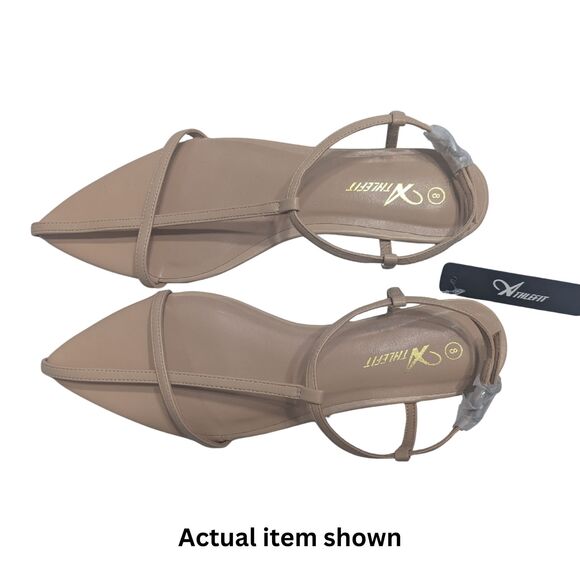 🥿 Athlefit Flat Sandals Pointed Toe Ankle Strap Buckle Nude Size 8 NWT - Picture 6 of 7